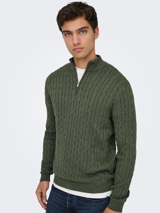 Produktbild Only & Sons Onsloui Reg 12 Cabel Half Zip Knit Noos (XXL)