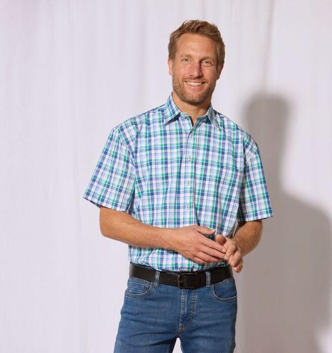 Immagine prodotto Explorer Kurzarmhemd, kariert blau-grün (M)