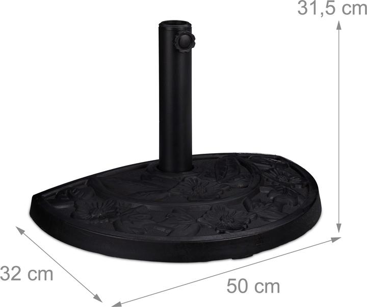 Image du produit Relaxdays Pieds de parasol demi-rond, noir
