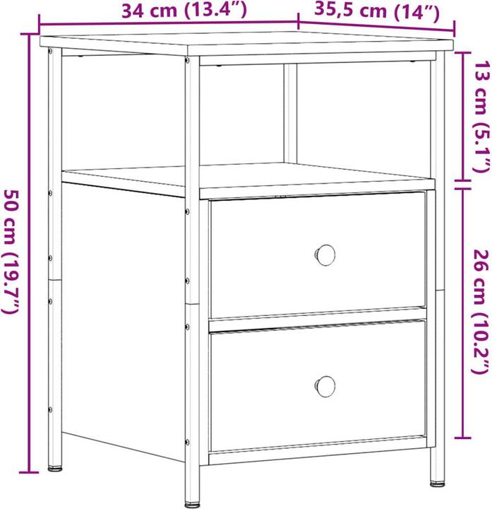 Immagine prodotto vidaXL Nachttisch (35.50 x 34 x 50 cm)