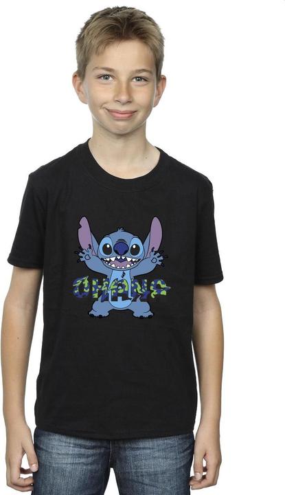Immagine prodotto Disney Lilo And Stitch Ohana Blue Glitch Maglietta Ragazzi (140, 146)