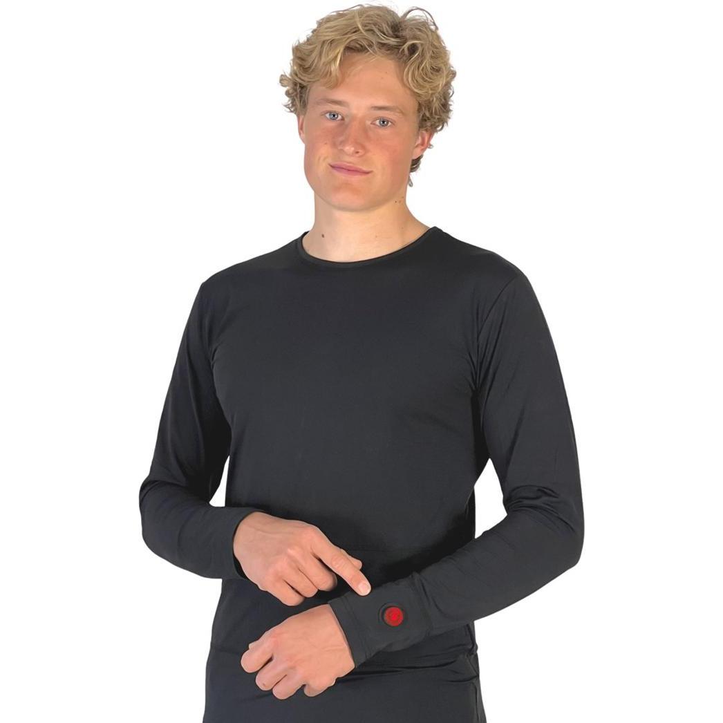 Thumbnail - Glovii, Herren, Hemd, GJ1XL Shirt/Top Hemd Rundhals Langärmlig Elastan, Polyester, Schwarz, (XL)