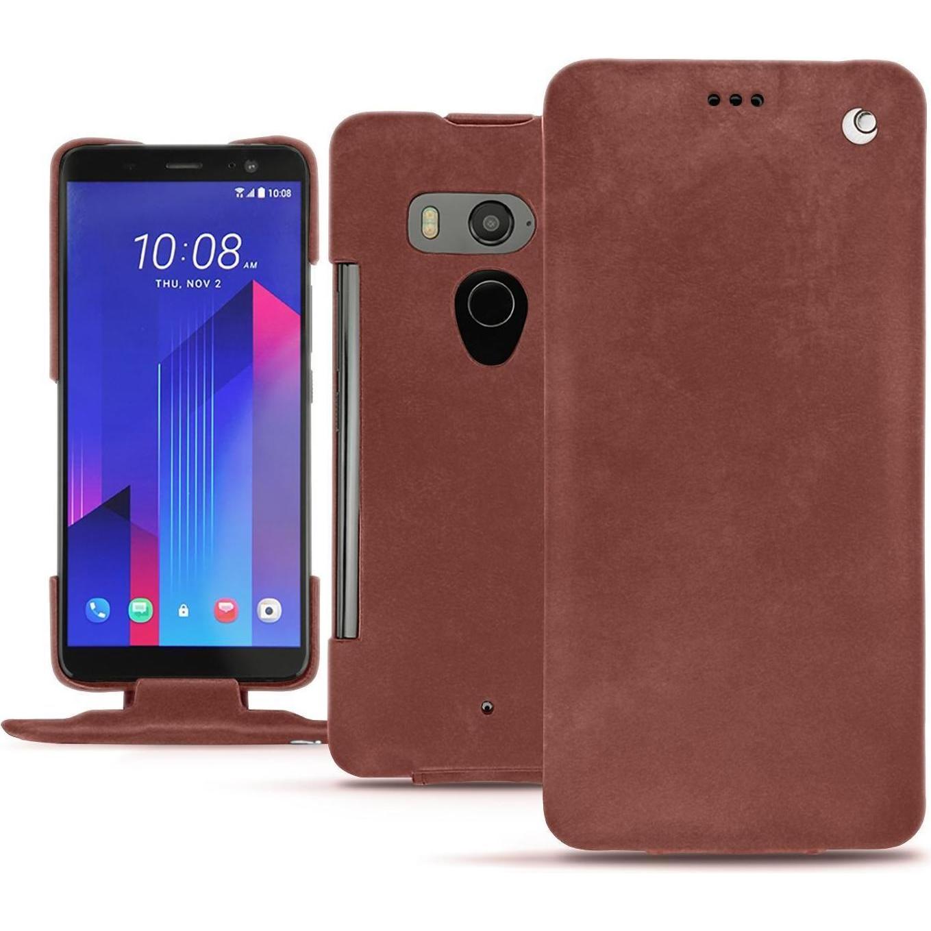 Noreve Lederschutzhülle vertikal (HTC U11+), Smartphone Hülle, Rot