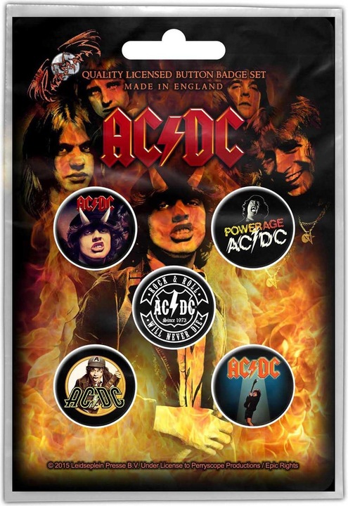AC/DC Abzeichen Highway To Hell 5erPack Kunststoff Metall