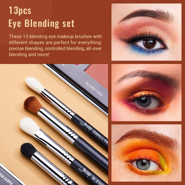 Actual product image Jessup Eye Makeup Brushes Set Professional Blending Brush for Eyeshadow 13pcs Premium Synthetic Blac (Eyebrows)