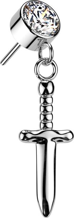 Produktbild Star Piercing Threadless Zylinder silber Kristall silber Anhänger Dolch silber (ohne Messing, Titan)
