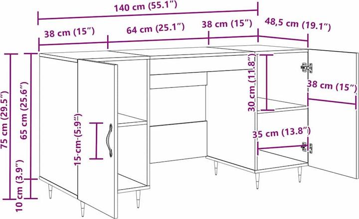 Produktbild VidaXL Chefschreibtisch (140 x 50 x 75 cm)