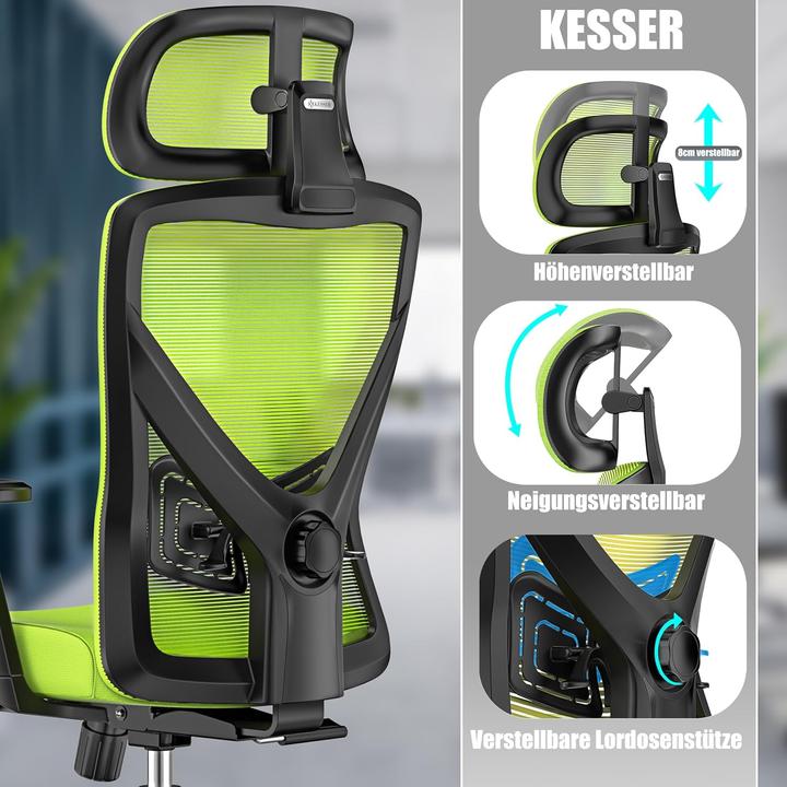 Produktbild Kesser Ergonomischer Bürostuhl mit Wippfunktion und Lendenstütze
