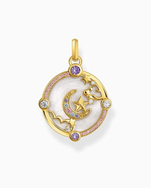Produktbild Thomas Sabo Kettenanhänger mit Halbmond und bunten Steinen vergoldet (Emaille, 925er Silber)