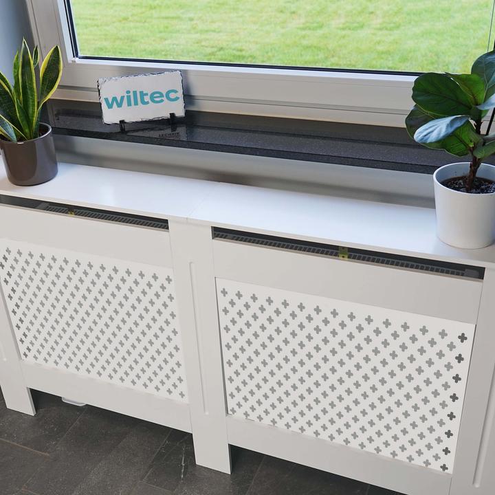 Produktbild Wiltec Toboli Heizkörperverkleidung weiss 152x19x82cm Heizkörperabdeckung MDF Heizkörper