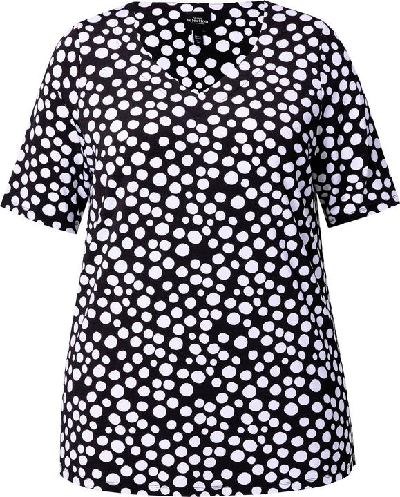 Produktbild Ulla Popken Slinkyshirt, Punkte, Classic, Herzausschnitt, Halbarm (56)