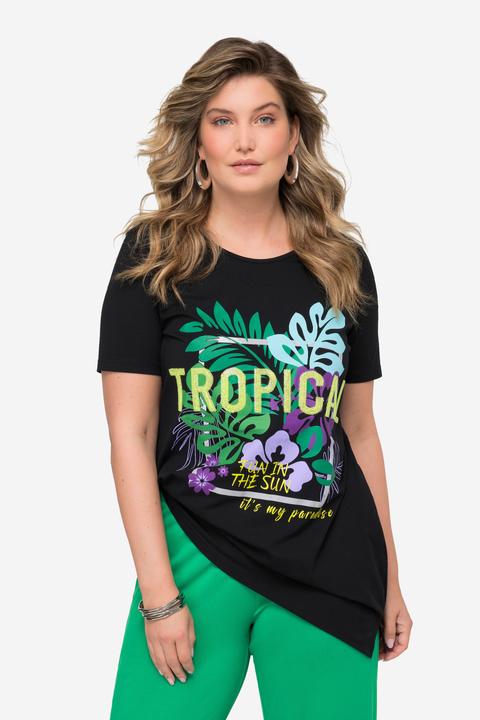 Image du produit Miamoda T-shirt long avec col rond et manches courtes. Motif TROPICAL (44)