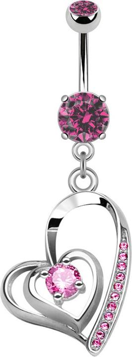 Immagine prodotto Star Piercing Banana in argento con ciondolo cuore ritorto in cristallo rosa (Ottone, Acciaio chirurgico 316L)