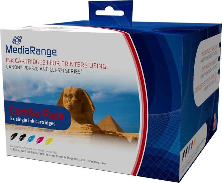Image du produit MediaRange Cartouches d'encre, pour les séries Canon PGI-570 et CLI-571, avec puce, lot de 5 (C, CF, M, Y)