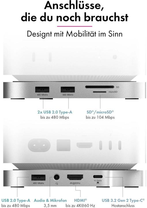 Produktbild Icy Box Club Dock 100 Mac mini Docking Station mit NVMe (USB-C, 4 Ports)