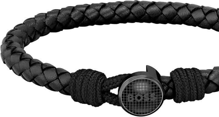 Actual product image Hugo Boss Fashionableack leather bracelet Classic 1580468M - Length: 19 cm (19 cm, Stainless steel, Leather)