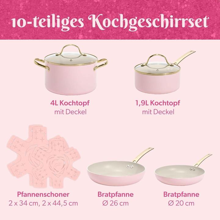 Produktbild Fackelmann 10-teiliges Kochgeschirr-Set mit Antihaftbeschichtung für Induktion und Spülmaschine (Pfannenset + Topfset, Aluminium)