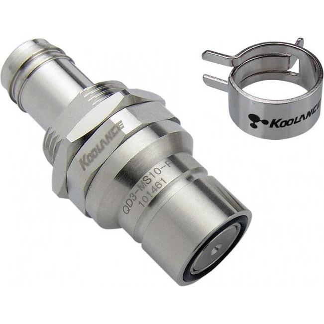 Koolance QD3 Schnellverschluss mit Schott gerade männlich auf 10mm ID - no-spill, Wasserkühlung Anschluss, Silber