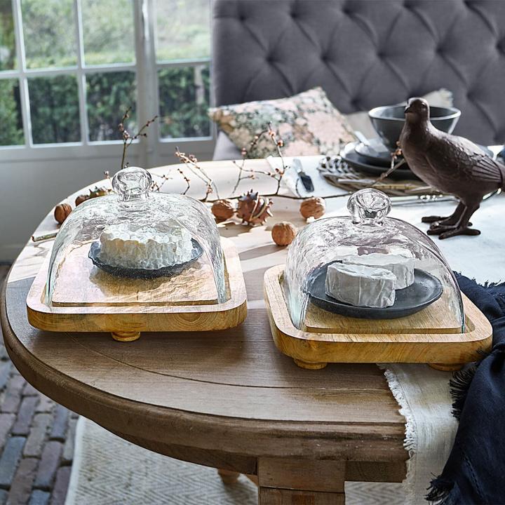 Actual product image Loberon Glass bell jar with plate set of 2 Bellavario clear/brown