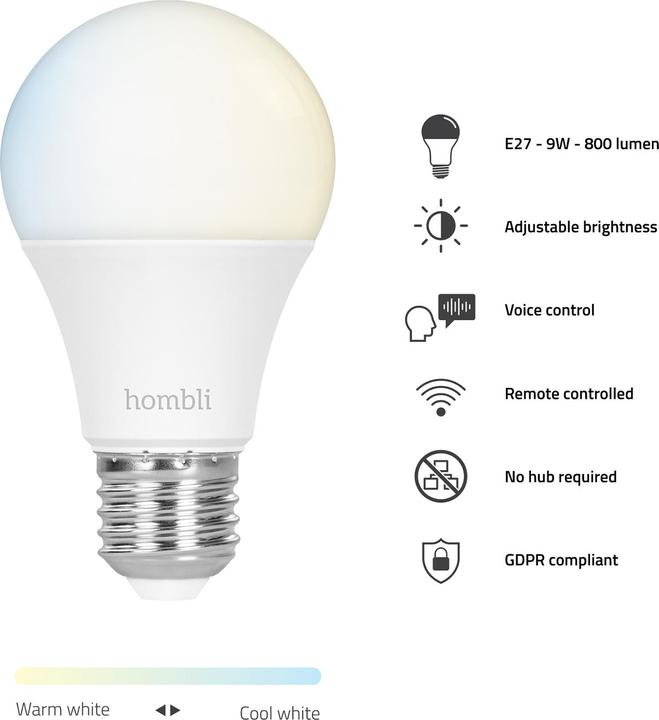 Produktbild Hombli Smart (E27, 9 W, 800 lm, 2 x, F)
