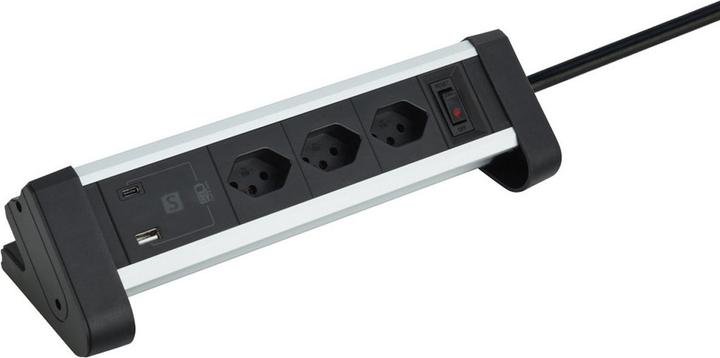 Immagine prodotto Schönenberger Striscia di presa da tavolo ALU bianca (7x, Tipo 13, 2 m)