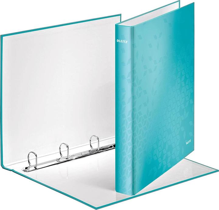 Produktbild Leitz Ringbuch WOW, DIN A4, Hartpappe, eisblau 4 D-Ring-Mechanik, Rückenbreit: 40 mm, Ringdurchmesser: (A4, 40 mm, 1 Stk.)