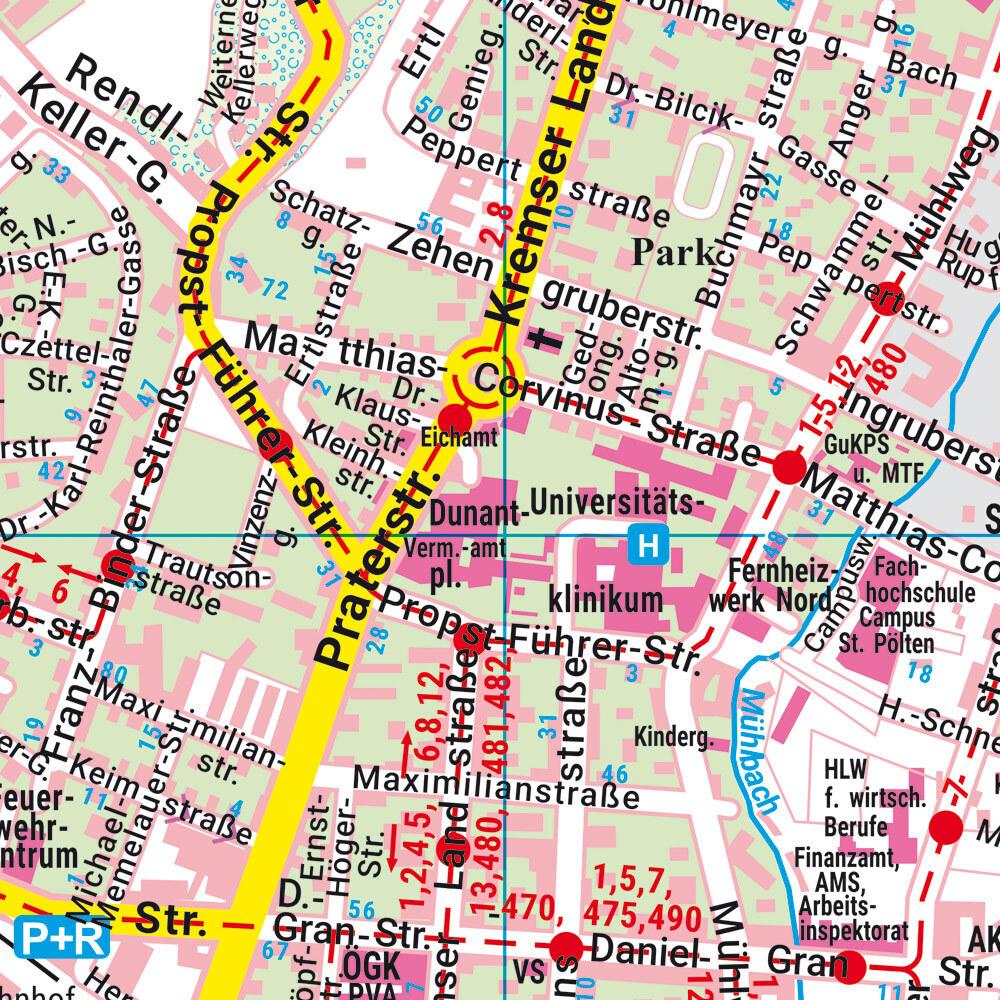 Thumbnail - St. Pölten, Stadtplan und Bezirkskarte, Landkarte