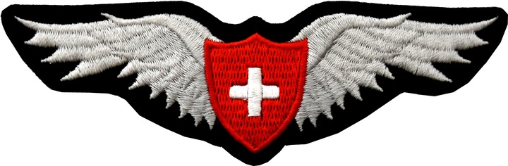 Actual product image Pinex Swiss Pilot Wing embroidered badge 120mm
