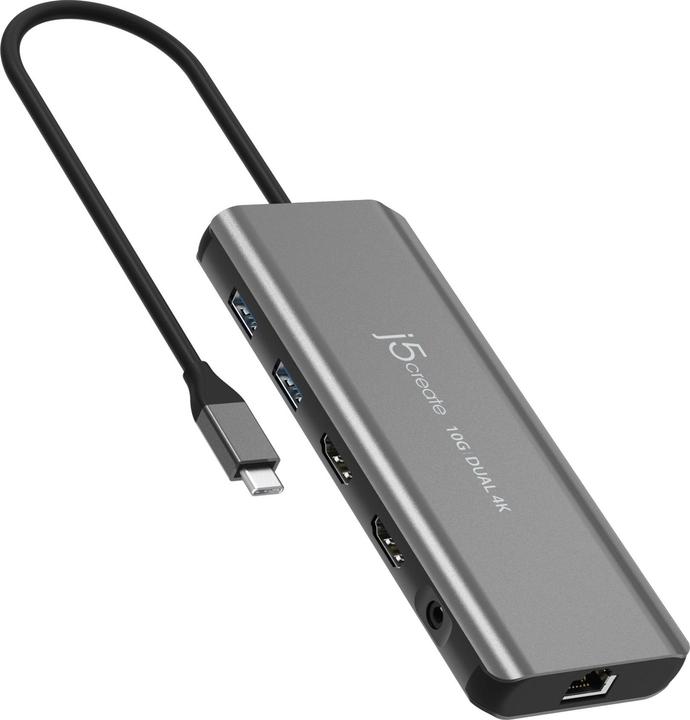Image du produit j5Create JCD398-N, Avec fil, USB 3.2 Gen 2 (3.1 Gen 2) Type-C, 100 W, 10,100,1000 Mbit/s, Gris, Spac