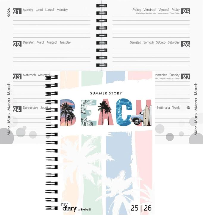 Image du produit Biella Agenda scolaire mydiary Wire-O (12 x 16,5 cm, Multilingue)