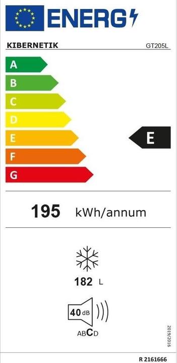 Etichetta energetica Kibernetik GT205 (Struttura autonoma, 182 l)