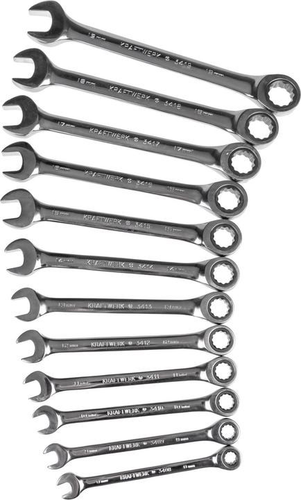 Image du produit Kraftwerk 12-p. Jeu de clés à cliquet CLICKRAFT (8 mm, 9 mm, 10 mm, 11 mm, 12 mm, 13 mm, 14 mm, 15 mm, 16 mm, 17 mm, 18 mm, 19 mm)