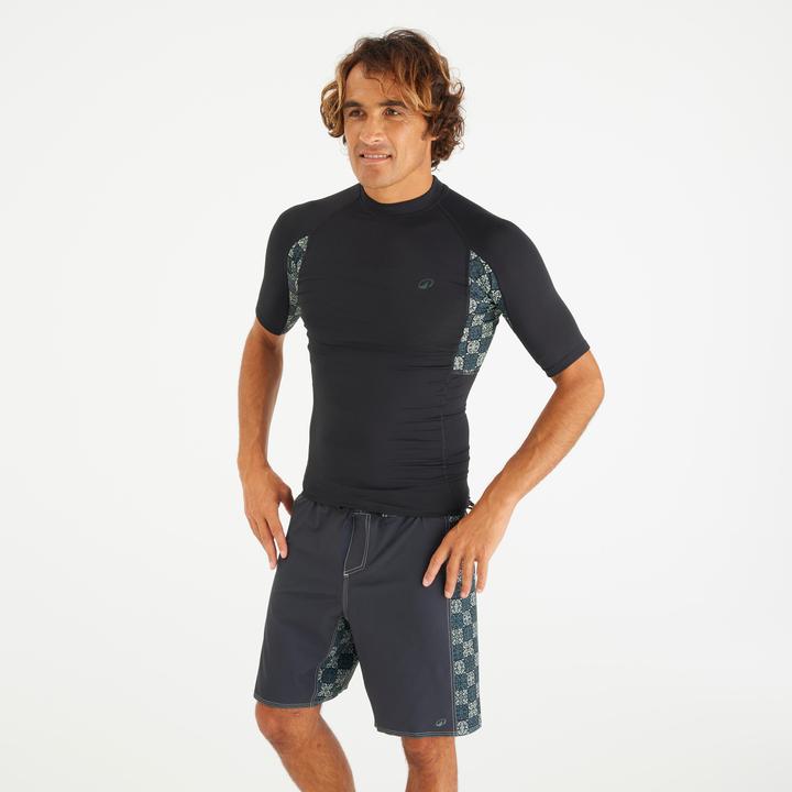 Olaian UV-Shirt Herren UV-Schutz 50+ schwarz/Schachbrettmuster (M)