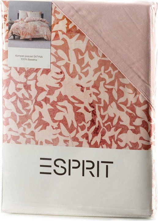 Actual product image Eurofirany Bed linen 160x200 cm in cotton macosatin -powder colour pink, cream with a plant pattern Esprit (Duvet cover, 160 x 200 cm)