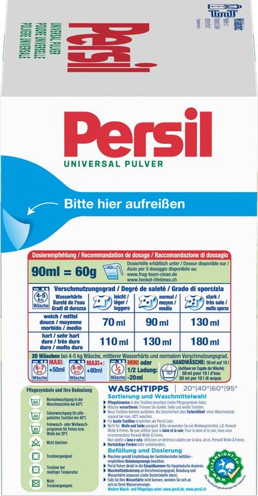 Image du produit Persil Universal (20 Cycles de lavage, Lessive en poudre)