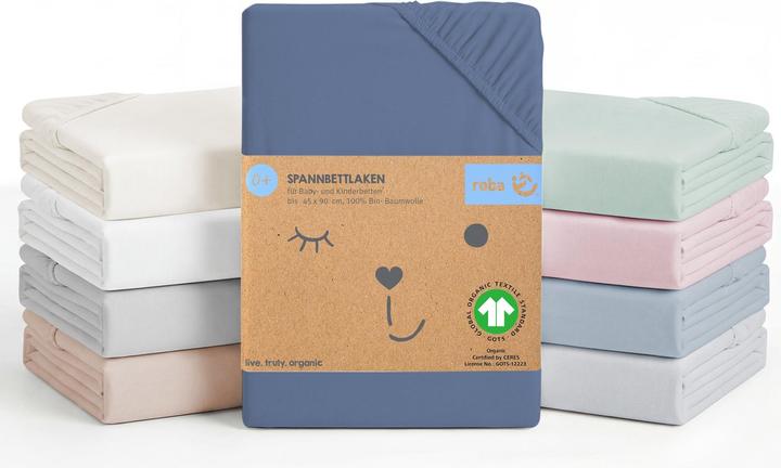 Roba Spannbettlaken Jersey 'Seashells' indigo