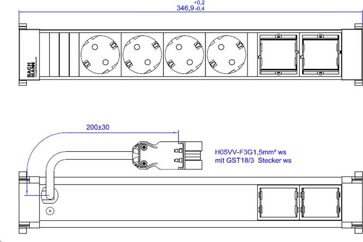 Actual product image Bachmann 916.705 (4 x, CEE 7/3, 0.20 m)