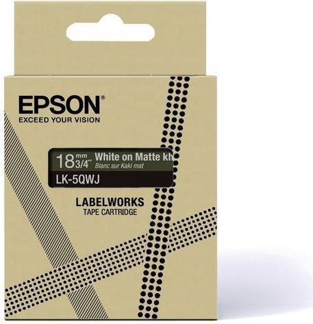 Produktbild Epson Matte Khaki/White 18mm LK-5QWJ (1.80 cm, Grün)