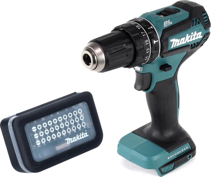 Actual product image Makita DHP 485 Z Battery impact drill 18 V 50 Nm brushless + bit set 31 pcs ( D-30667 ) (Rechargeable battery operated)