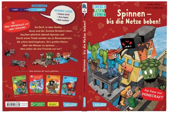 Actual product image Lesenlernen mit Spass – Minecraft 8: Spinnen – bis die Netze beben! (German, Heiko Wolz, André Sedlaczek, 2023)