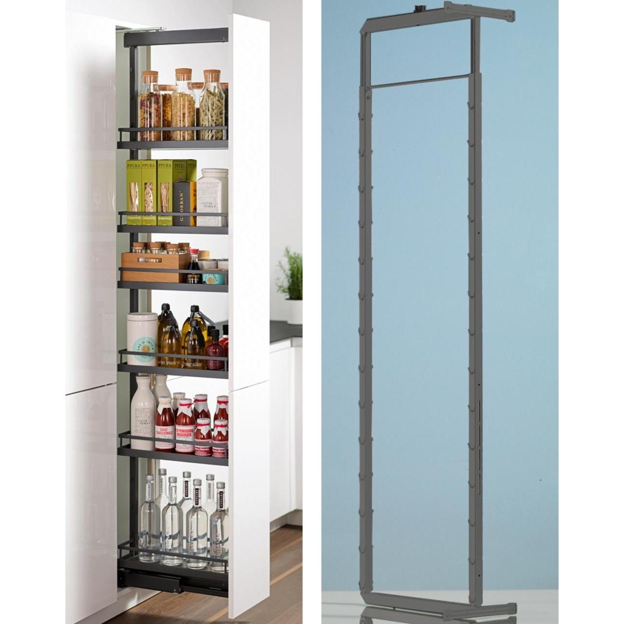 Thumbnail - Hettich, Möbelausstattung, Höhenverstellbarer Tragrahmen Dispensa 90°, B 362 mm, H 1900 - 2300 mm, silber (2 Stk.)