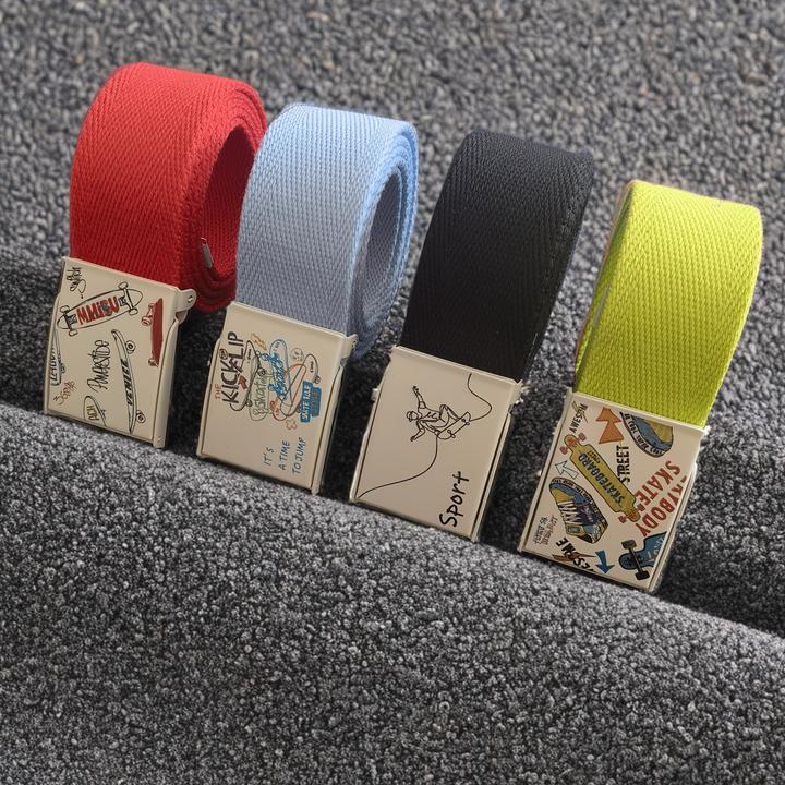 Actual product image Only-Bags.Store 1 PC Jugendgürtel, verdicktes buntes Segeltuch, kreativer Strassengürtel, austauschbare Schnalle