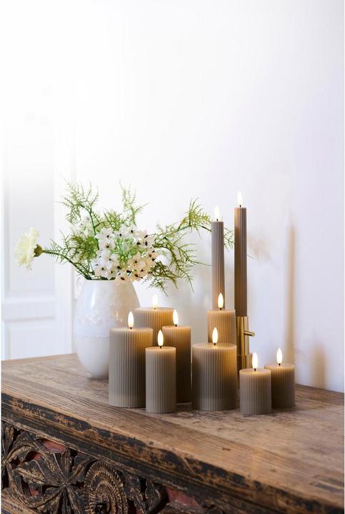 Image du produit Sirius Set de bougies LED sur tige Smilla, Ø 5 cm, Gris, 3 pièces, Rechargeable (3 x)