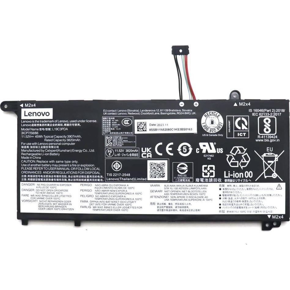 Lenovo Battery 3cell 45Wh 11.52V L19C3PDA CP/B (3 Zellen), Notebook Akku