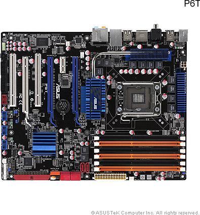 Actual product image ASUS P6T, Intel X58, LGA 1366, SLI, CFX (LGA 1366, ATX)
