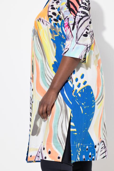 Produktbild Ulla Popken Lyocell-Longbluse, A-Linie, Hemdkragen, 3/4-Arm (42, 44)