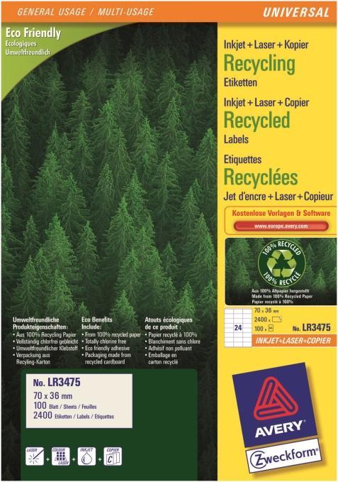 Produktbild Avery Recycling Universal-Etiketten