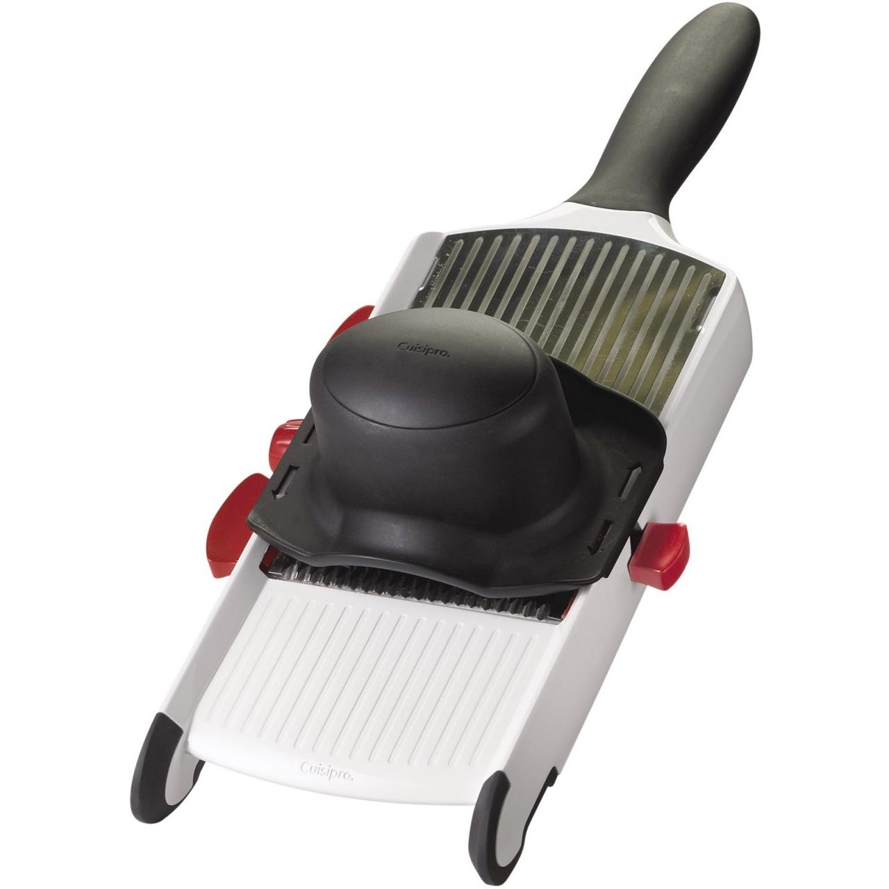 Cuisipro Mandoline mit 3 Klingen, Küchenreibe, Grau
