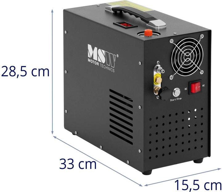 Produktbild MSW PCP-Kompressor 300 bar 12/220 V Auto-Stopp ölfrei Tauchkompressor Paintball (300 Bar, 1.50 l)