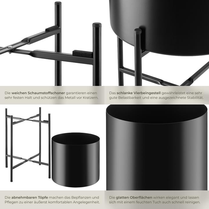 Actual product image tectake Plant stand Mine, set of 2, powder-coated steel
